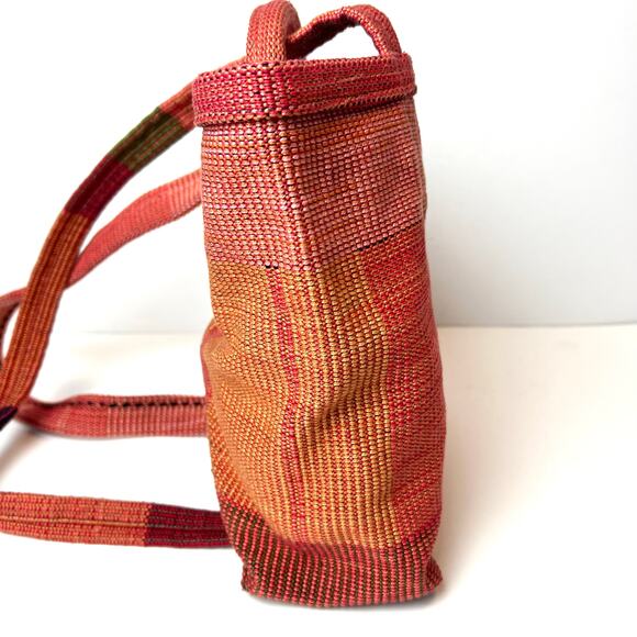 Kelly Marshall Custom Hand-Woven Mayan Backpack Bag Purse Boho Hippie Red Orange main image 5